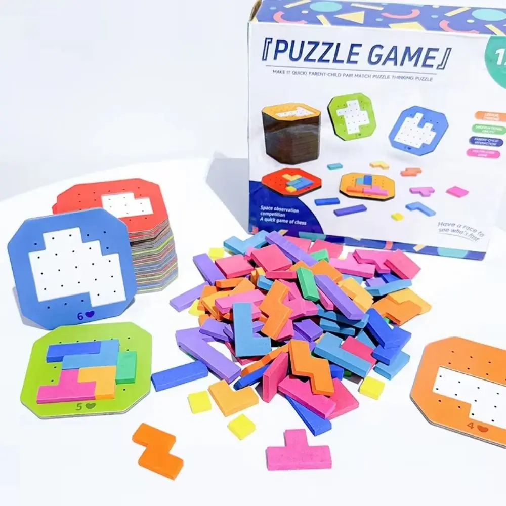 Logical Thinking Game Tangram Jigsaw Puzzle Geometry Colorful Two-person Quick-fix Tangram Jigsaw Puzzle Game Montessori
