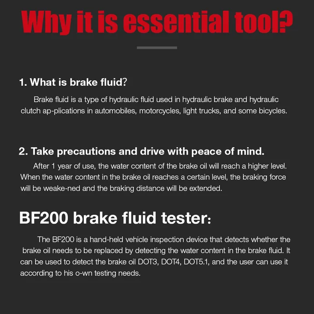 Tester Liquido Freni KINGBOLEN BF200 - Misuratore Qualità Per DOT3, DOT4, DOT5.1, Con Display LCD - Foto 5