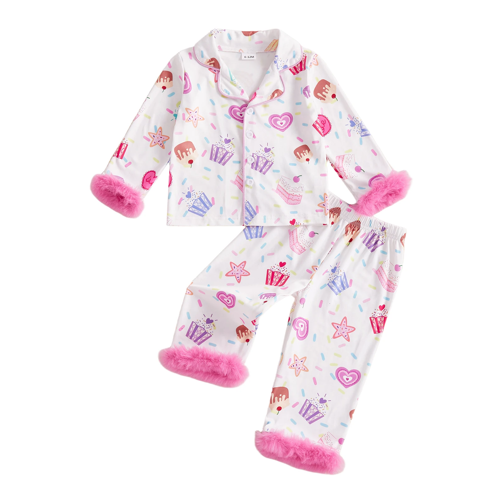 Girls Unicorn Pajamas Set Rainbow Print Long Sleeve Tops with Elastic Waist Pants Sleepwear for Birthday Kids