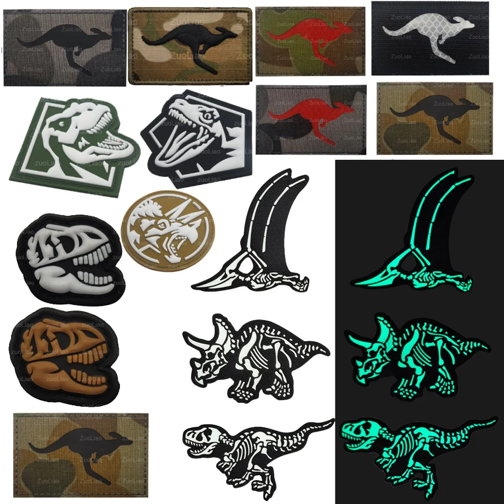 Ir Luminoso Riflessione A Infrarossi Inciso Al Laser Tirannosauro Rex Triceratopo Distintivo Pterosauro Braccio Patch Zaino Gancio Patch