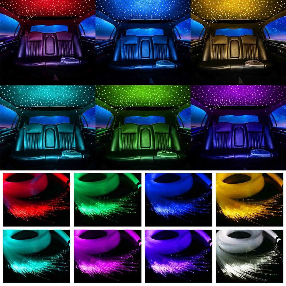 New 16W Twinkle Starry Sky Car Star Ceiling Light RGBW Fiber Optic Light Led Star Roof Interior Atmosphere Car Home Decor