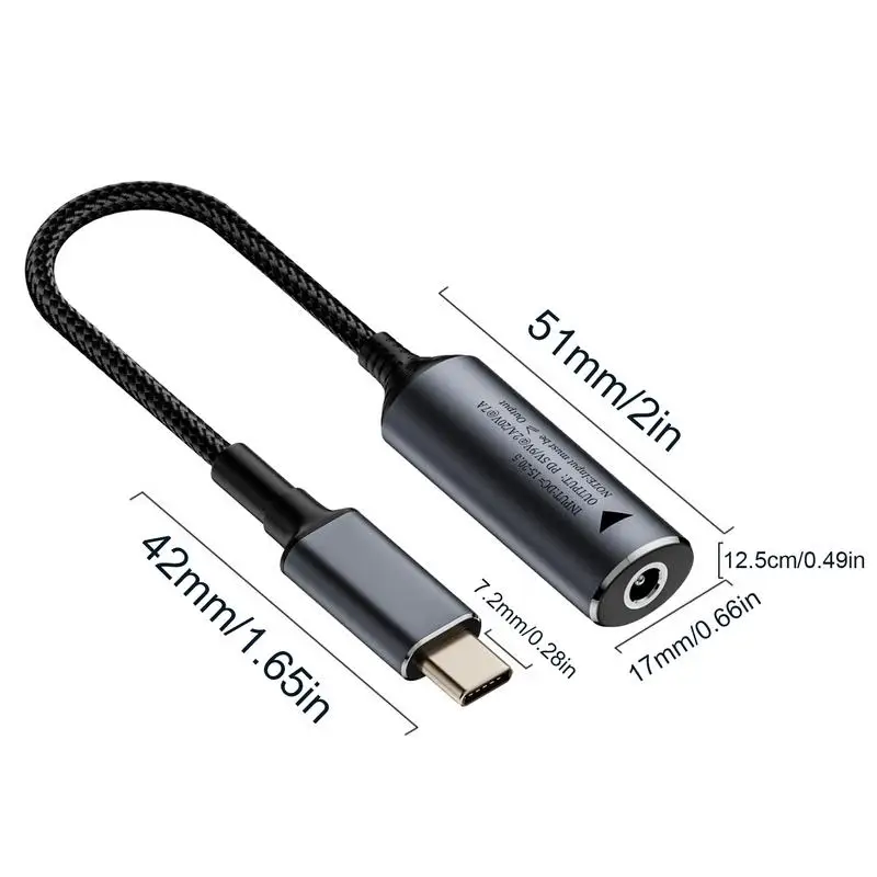USB C타입-DC 케이블, 노트북 Pd 충전기, DC 암 입력, USB C타입 수 편조 어댑터 케이블, 야외 테스트 스튜디오 및