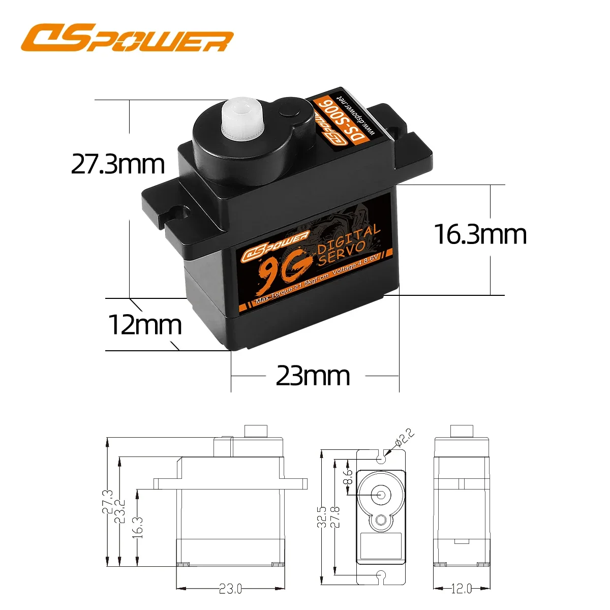 DSpower 9G Waterproof Digital Micro Servo for RC and Robotics Applications