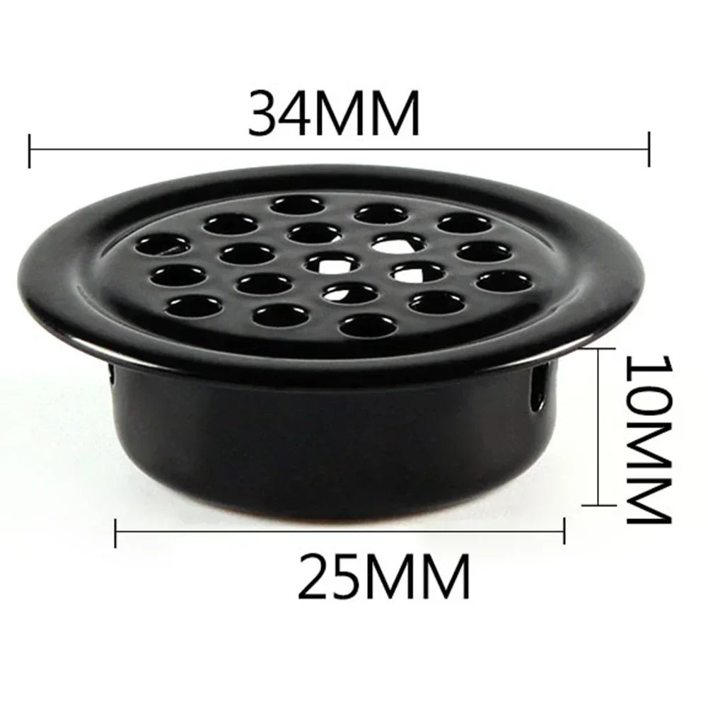 10X Metal Cabinet Cupboard Round Air Vent Grill Cover Ducting Ventilation Home 19/25/29/35/53mm Parts For Wardrobes Shoe Cabinet air vent grille ventilation grille air vent cover ducting ventilation cover