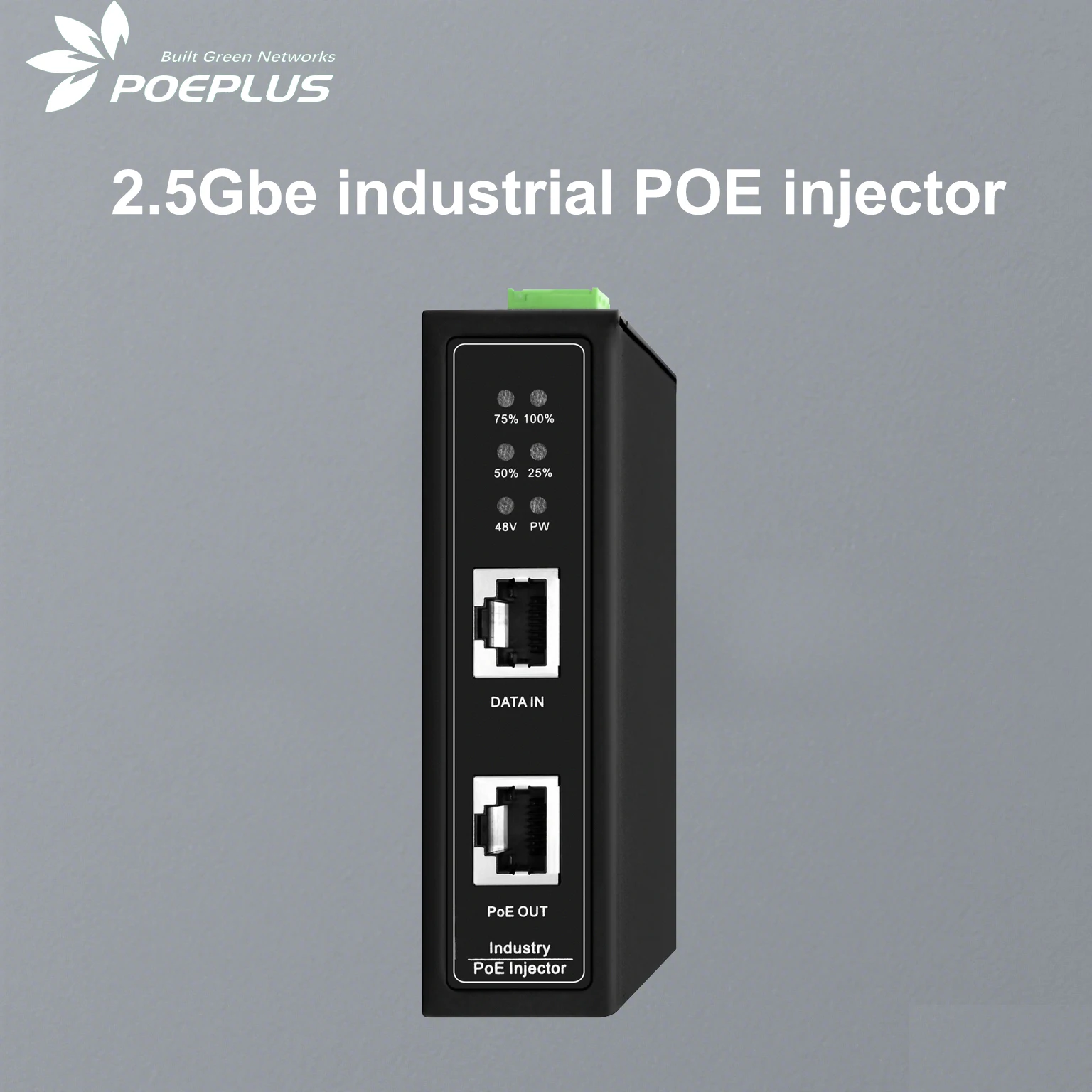 12-57VDC Input 2.5Gbe POE injector 802.3AT/BT Max 90w Output Industrial ...