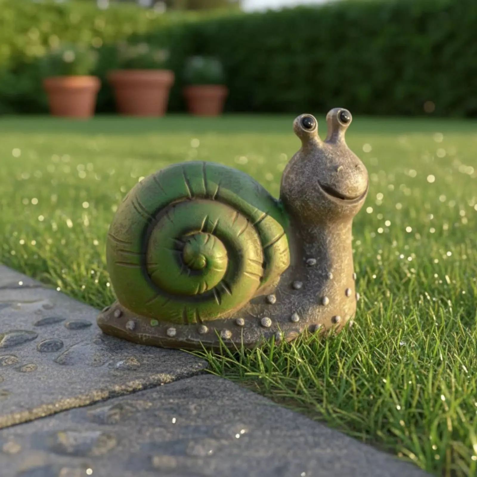 Resin Snail Garden Lamp Waterproof Solar Snail Light Outdoor Decor No Wiring Needed Weather-Resistant for Yard, Lawn