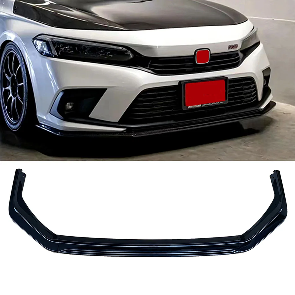 Front Bumper Lip Splitter For 2022-2024 Honda Civic 11th Gen Sedan - ABS Plastic Chin Spoiler, 3-Piece, Easy Bolt-On Install