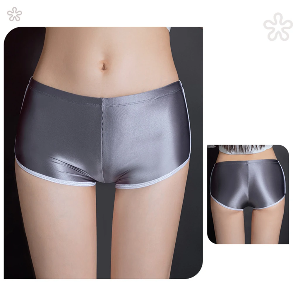 

1pc Women's Sexy Oil Shiny Underwear Stretch Panties Knickers Smooth Boxers Shorts Low Waist Female Boyshort