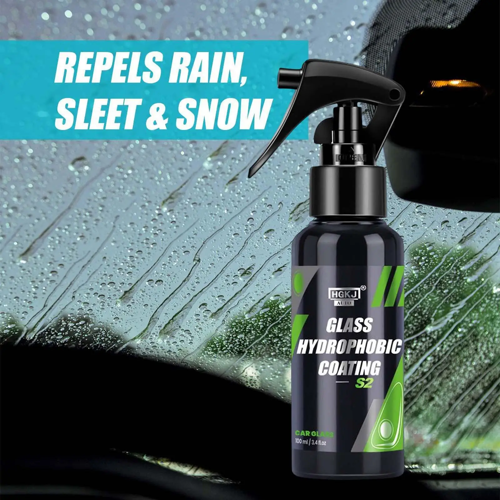 Spray hydrofuge pour voiture, revêtement anti-pluie pour verre de voiture,  liquide hydrophobe anti-pluie pour pare-brise, miroir, kit de polissage  automatique