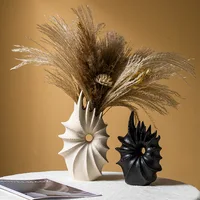 CAPIRON Ceramic Conch Vase for Pampas Grass Dried Flower Container Decorative Centerpiece Tabletop Home Living Room Nordic Decor 2