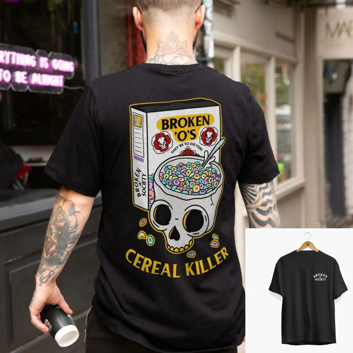 T-shirt Casual Stile Retrò con Stampa Tatuaggio Farfalla Anti Social Butterfly, Top di Lusso Unisex 2026 - immagine 3