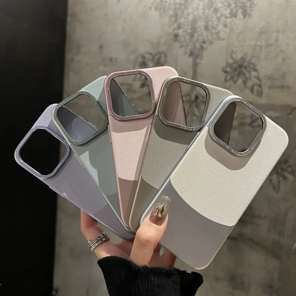 Premium Feeling 15promax Phone Case Leather Stitching Solid Colour iPhone 14/13 Full Cover Large Hole 12 Case 15promax 14promax