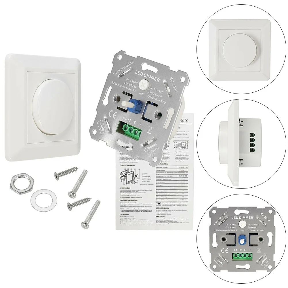 230V 10-200W Led Dimmer AC IP20 For Incandescent Halogen LED Lamps Push Button Switch Lighting Dimmers |