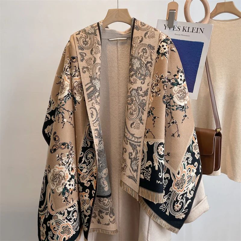 2022 Luxury Brand Cashmere Scarf for Women Fashion Warm Winter Blanket Thick Shawl Wrap Bandana Female Pashmina Bufanda Poncho 8