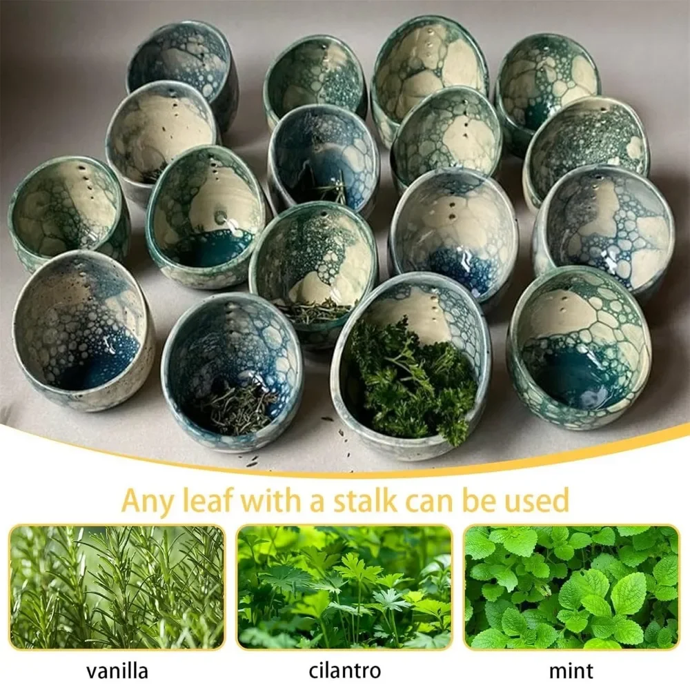 Pottery Herb Stripper Bowl, New Herb Stripper Bowl Ceramic Pottery, Handmade Ceramic Peeling Cup for Coriander, Vegetables