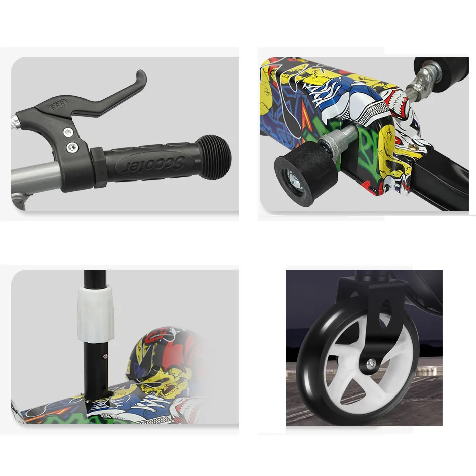 シート付きダブルペダルスクーター、3輪、子供用のカラフルな