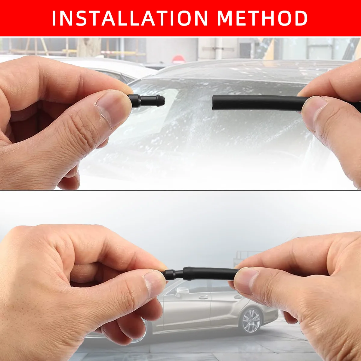 Universal 1/2/3/4mm Car windshield washer hose with connector T Y through, used for front window headlight pump car parts 4