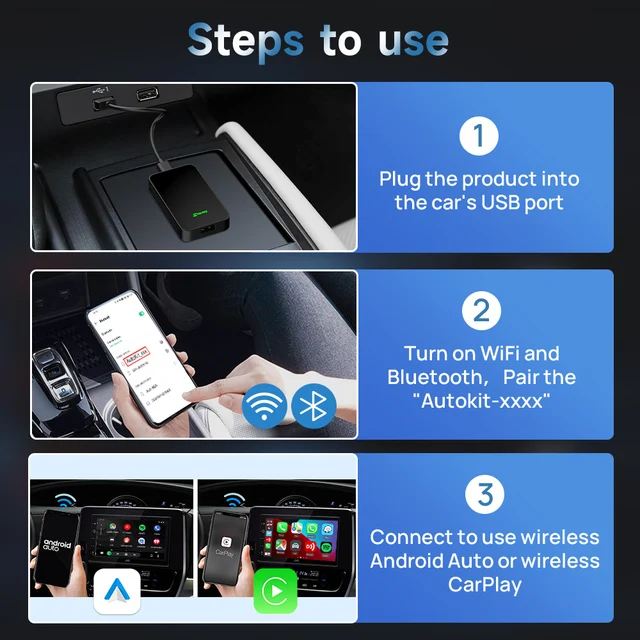 차량의 유선 CarPlay/Android Auto 시스템을 무선으로 변환
