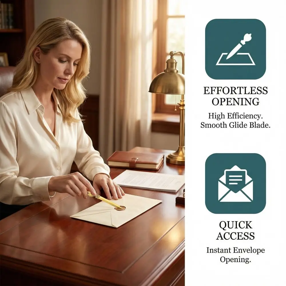 4 Pcs 내구성 있는 아연 합금 편지 오프너 레트로 골드 봉투 오프너 청동 경량 메일 오프너 홈