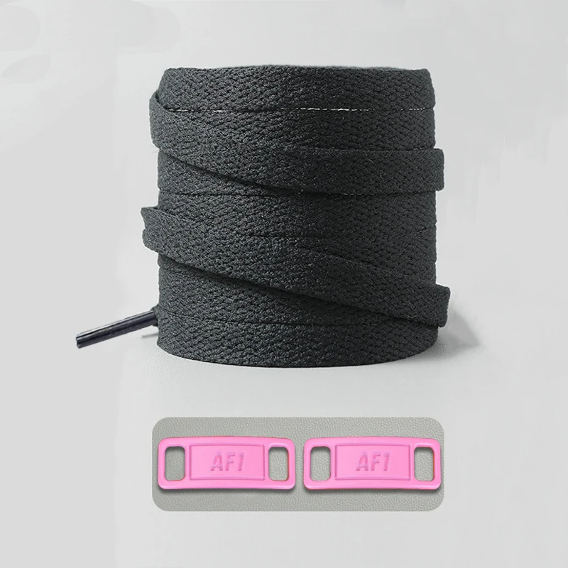 Timeless Black & White Flat Shoelaces with Metal Buckle Shoe Accessories