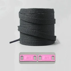 Timeless Black & White Flat Shoelaces with Metal Buckle Shoe Accessories - 160cm (Black Pink)
