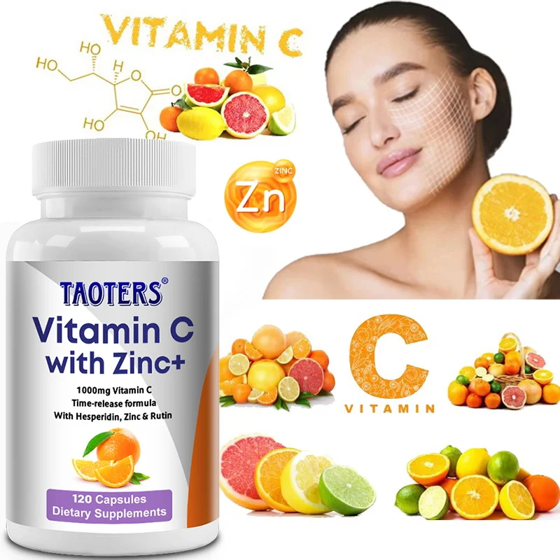 

Vitamin C + Zinc Supplement, Antioxidant, Immune Support, Blemish Reduction, Anti-Wrinkle, Skin Brightening