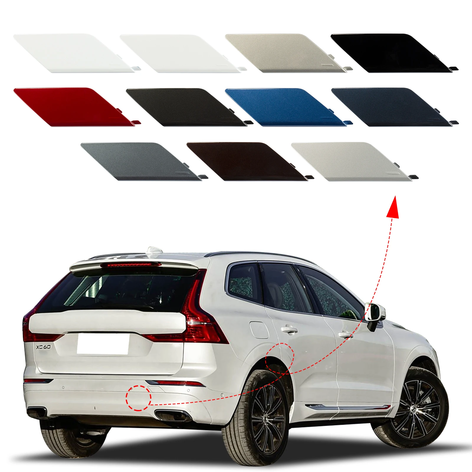 Car Rear Bumper Hook Cover Rear Bumper Tow Hook Cover Cap Towing Eye For VOLVO XC60 Accessories 31449210 398490342 Right Passenger Side