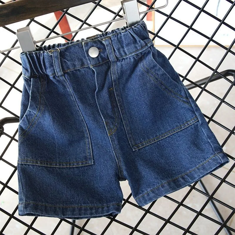 2024 Summer Girls Casual Jeans Denim Pocket Shorts Due Colori