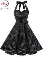 Women Summer Polka Dot Vintage Dress Fashion Party Office Lady 50s 60s Rockabilly Big Swing Halter Clothes Tunic Vestidos - Image 4