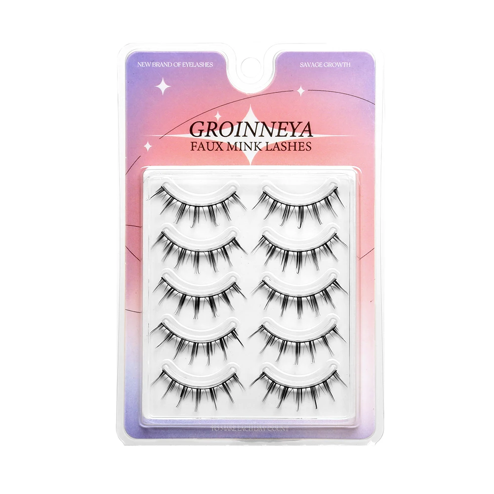 Manga Lashes Faux Mink Lashes Natural Look 5 Pairs Asian Anime False  Eyelashes Pack Look Like Individual Clusters - AliExpress