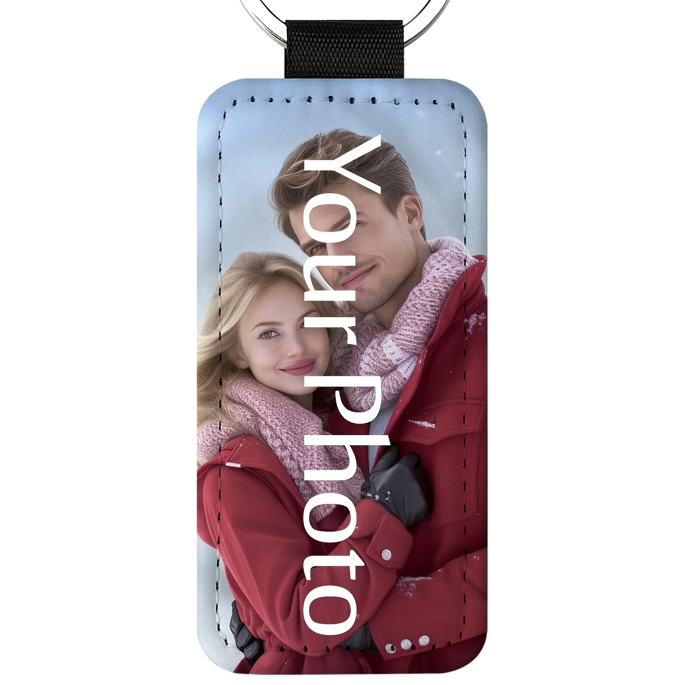 Customized Faux Leather Photo Keychain – Unique Personalized Pendant Gift