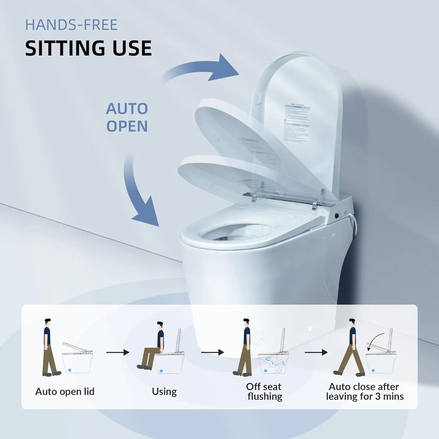 Smart Bidet Toilet,Auto Open & Close,Foot Sensor Operation,Auto Flush,Heated Seat,Tankless One Piece Elongated Toilet,T-0099 4