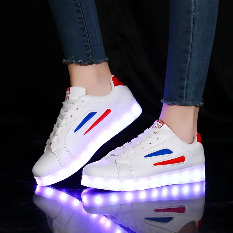Comemore 2023 Adult Unisex Womens Mens Kid Luminous Sneakers Glowing USB Charge Boys LED Colorful Light-up Shoes Girls Footwear