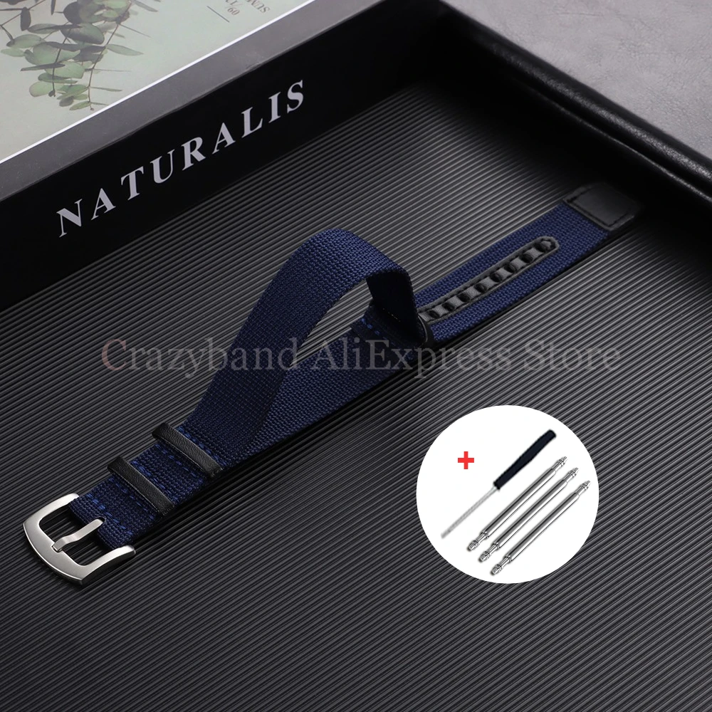 Breathable Retro Men’s Sports Nylon Watch Band in Khaki Field 20/22mm
