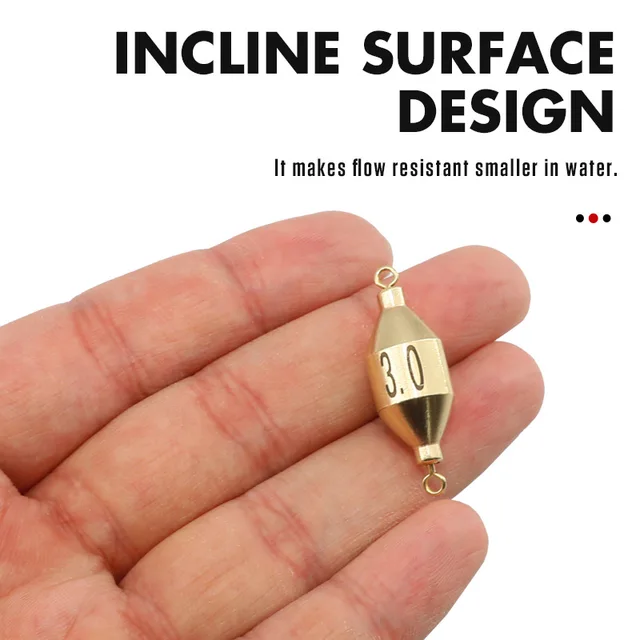 Brass Sinker Fishing Tackle Accessories Anti-Corrision 360 Degree Rotation Two Swivels Copper Weight Down Sinker Incline Surface 5