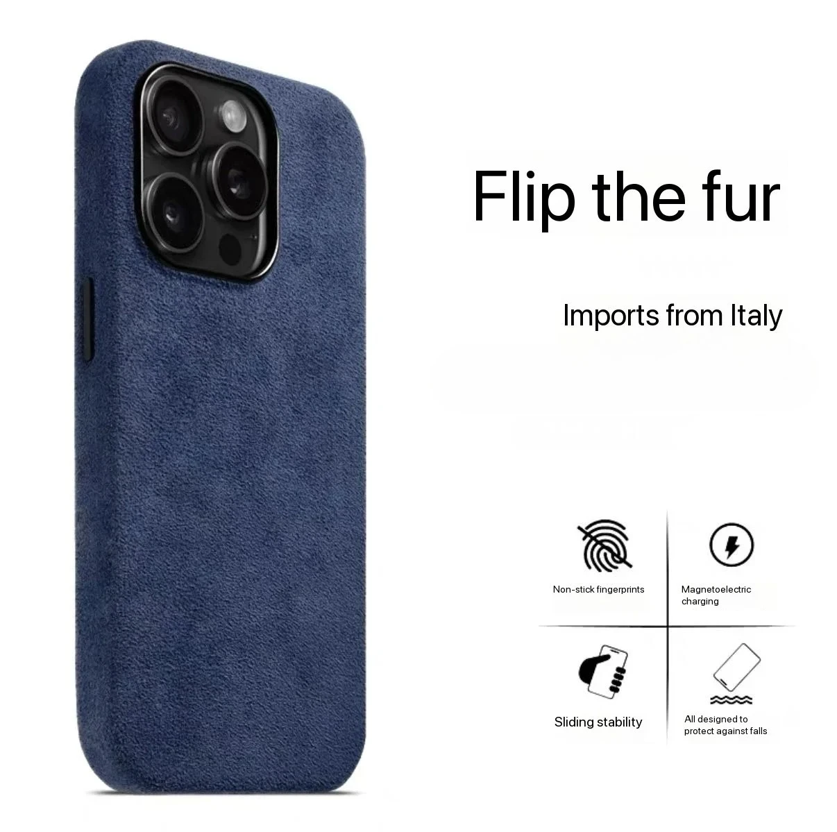 Luxury Italian Flip Fur Leather Phone Case - Magnetic Suede Supercar Design