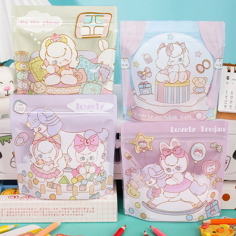 StoBag 50/100pcs Candy Snack Ziplock Bags Packaging Cute Small Kids Cartoon Plastic Sealed Food Cookies Storage Reusable Pouches 4