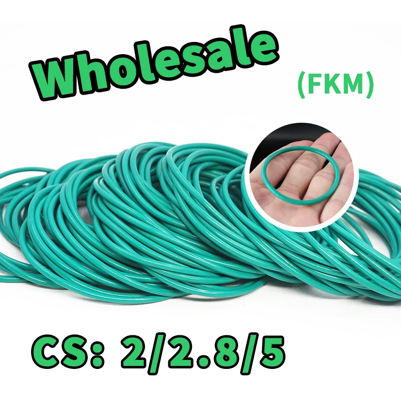 O-ring thickness 2/2.8/5mm wholesale Sealing element link FKM Green fluororubber gasket seal ring rubber elastic Free Shipping