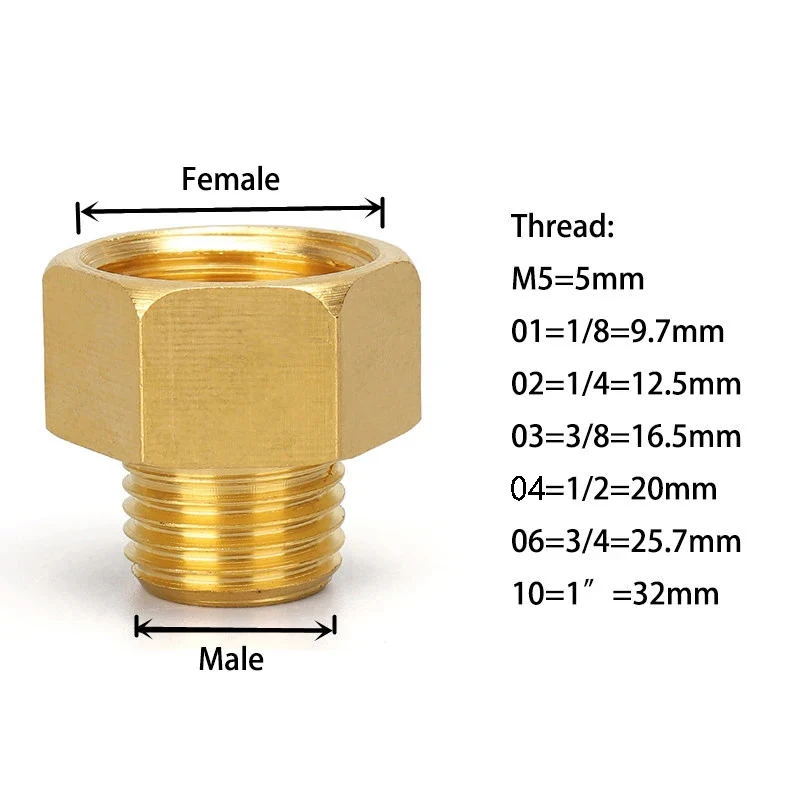 Brass Adapter Fitting Pipe Hex Nipple Quick Coupler 1/8 1/4 3/8 1/2 3/4 1 BSP Reducing Hexagon Bush