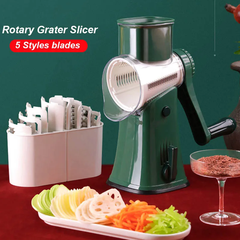 손 야채 커터 슬라이서 초퍼, 5 날 두꺼운 와이어, 물결 모양 그라인딩, 마늘 로터리 치즈 강판 슬라이서 주방 도구 