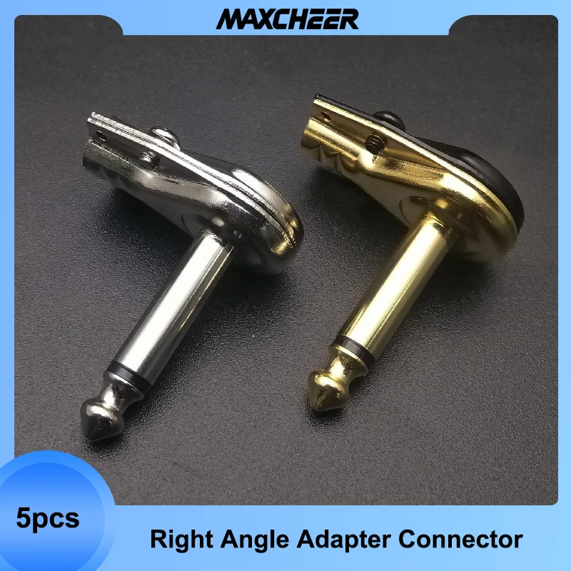5pcs Right Angle Jack Plug Connectors Mono 6.35mm Pancake 1/4 inch Plug for Guitar Microphone Parts & Accessories