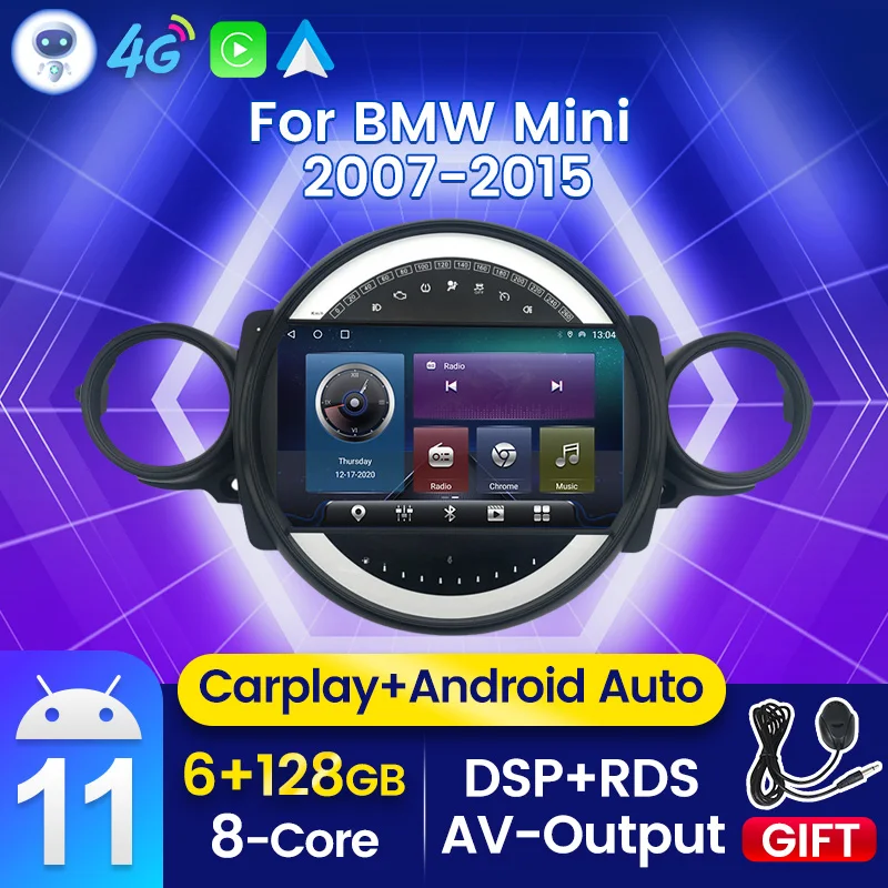 Carplay Android Auto รถวิทยุสำหรับ BMW MINI COOPER R56 R60 2007 2014