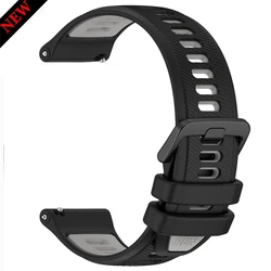 Premium Silicone Replacement Strap for Garmin Forerunner & Vivoactive Series (Black Grey)