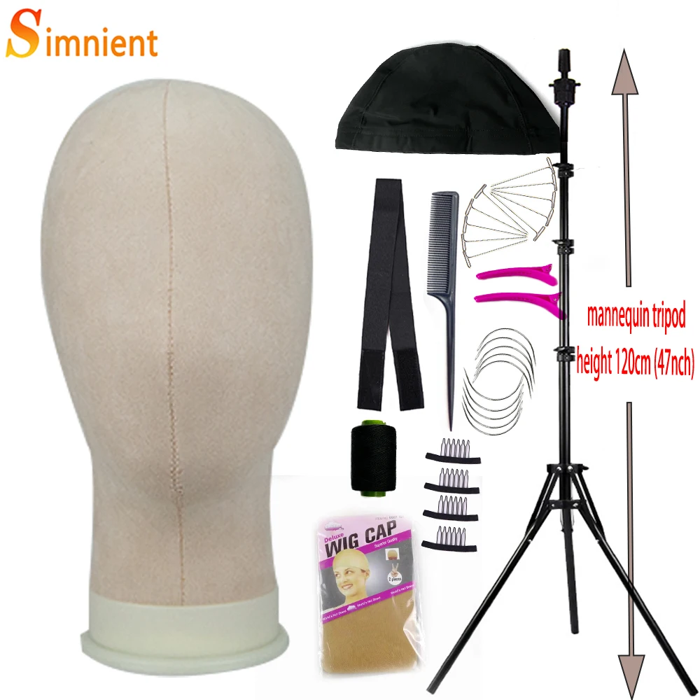 New Mannequin Head Wig Stand Canvas Block Head With Adjustable Mannequin Head Tripod For Wigs Making Display Wth Wig Caps T Pins