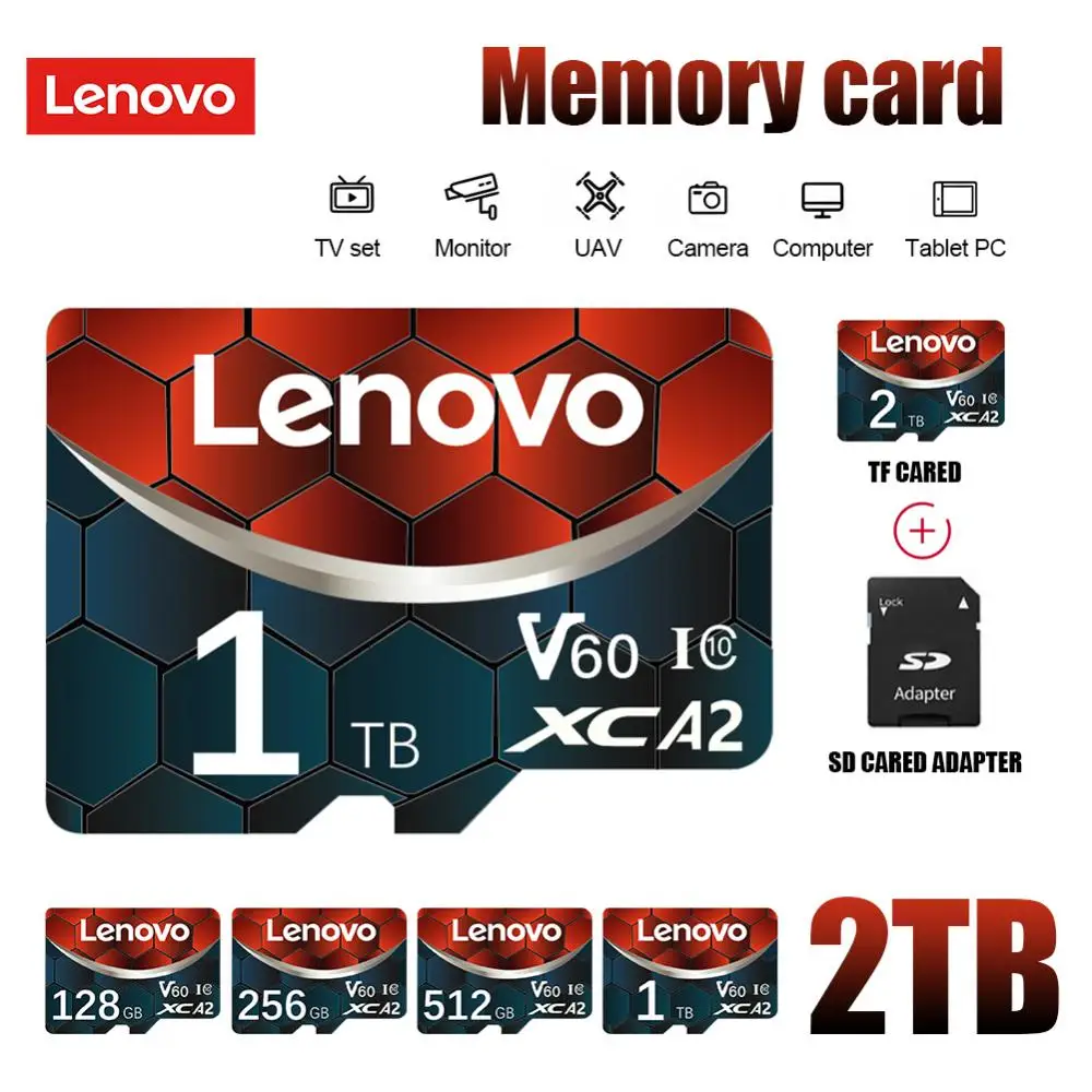 Lenovo 2Tb Sd Memory Card 128Gb Sd/Tf Flash Card Mini Sd Card 1Tb 512Gb Micro Tf Sd Card 256Gb Per Telefoni Ps5 Droni Fotocamera Ps4