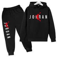 Kids Simple Letter Print 2pcs Hoodie+Pants Tracksuits 3-13 Years Boys Girls Spring Autumn Outfits Streetwears Children Clothes 1