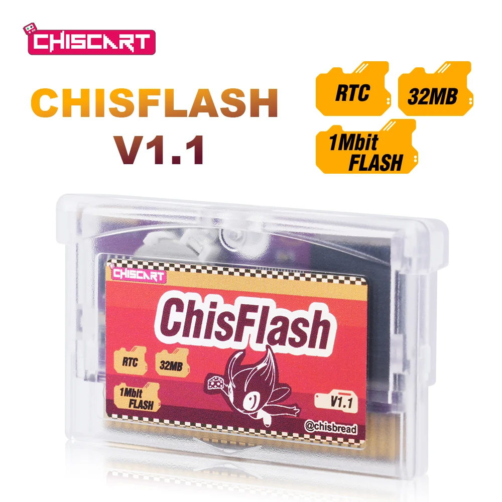 Lector de Cartuchos de Juegos ChisFlash V1.1 Edición RTC Compatible con Nintendo GBA / GBA SP / GB Micro / DS / DS Lite / Consola Game Boy Player
