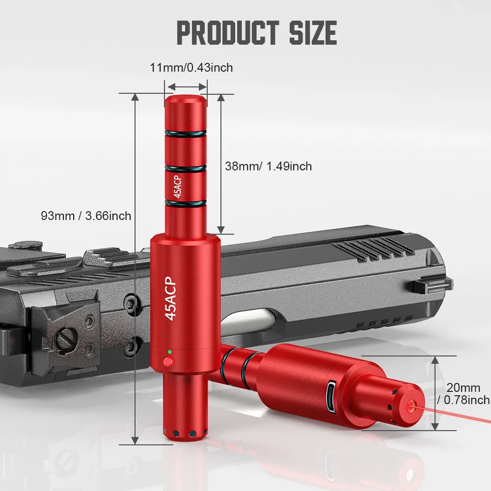 Laser Training Bullet 45ACP dual-purpose magnetic suction laser training bullet red dot laser training bullet dry powder bullet