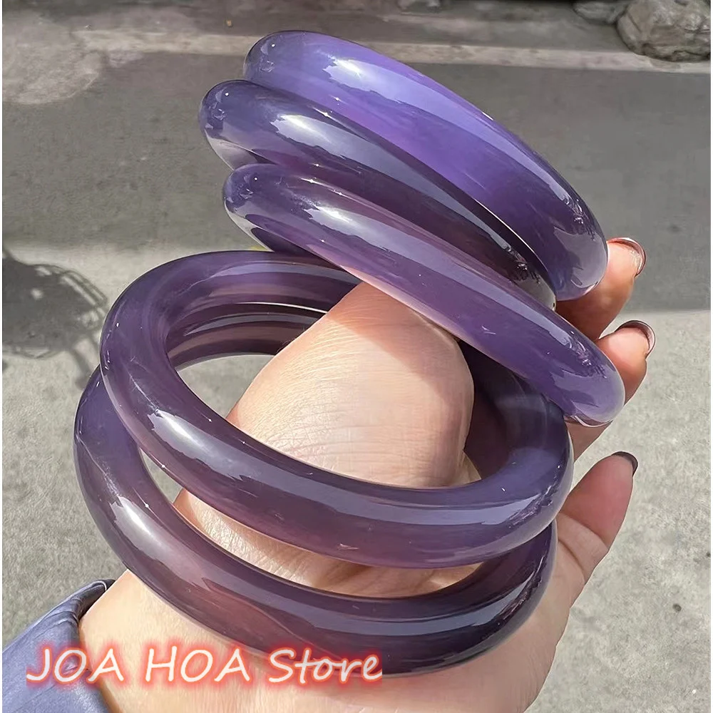 

Unique Rare Imperial Purple Jade Bangle Natural Agate Chalcedony Exquisite Violet Bracelet Fashion Jadeite Handring Fine Jewelry