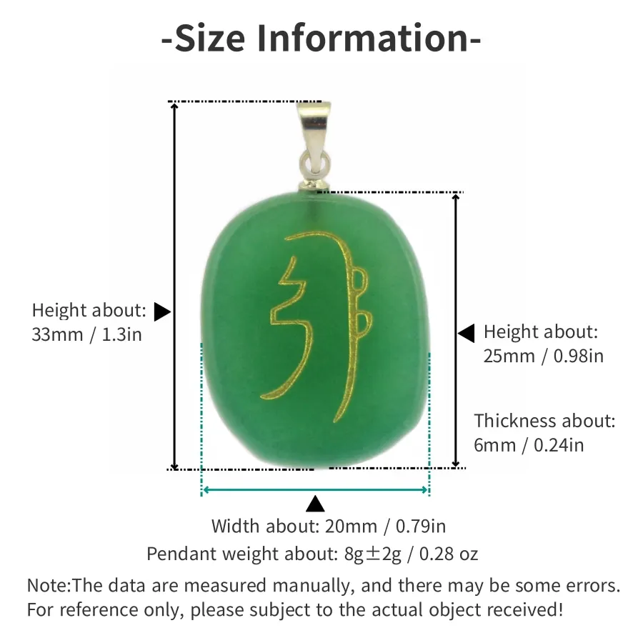 Natural Green Aventurine Reiki Amulet Pendulum Healing Master Prop Chakra Four Element Symbol Energy Stone Pendant Necklace 3